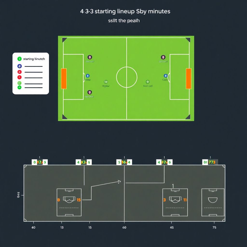 Как проследить изменение стартового состава по минутам в матче команды