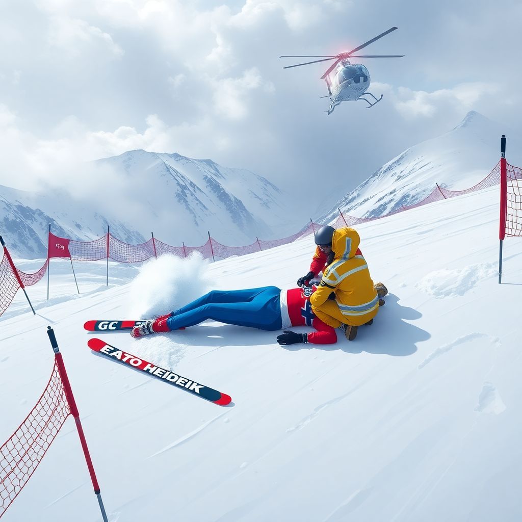 Норвежский горнолыжник Фредрик Мёллер: эвакуация после падения в Бормио